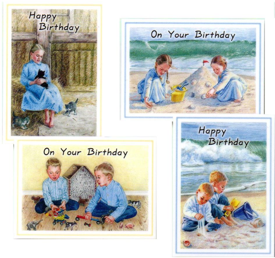 Children's Birthday Cards - Busy Hands - Set of 4